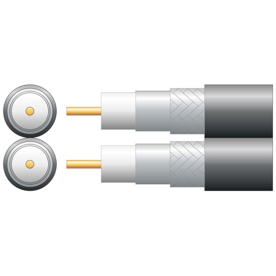Cavo Coassiale Doppio RG6 75 Ohm con Schermatura in Alluminio - 250m Nero