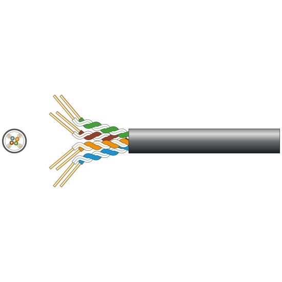 Cavo di Rete Cat5e U/UTP per Esterni 305m Nero - Ideale per Ethernet Gigabit