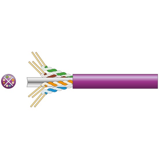 Cavo di Rete Cat6 U/UTP LSZH 305m Viola per Applicazioni Gigabit Ethernet