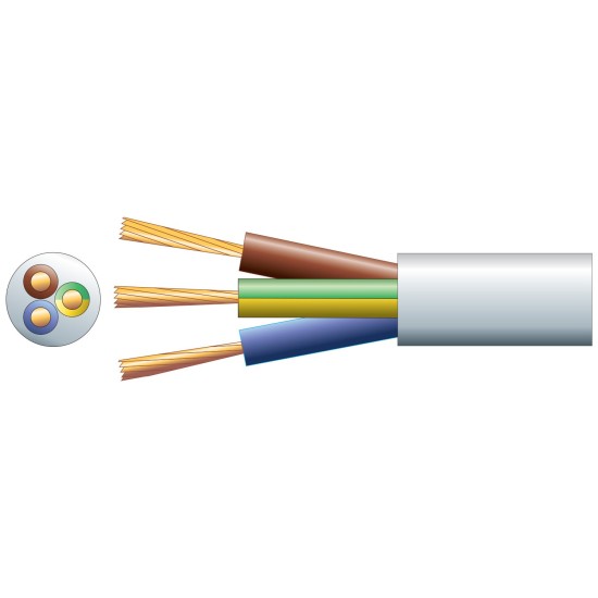 Cavo Elettrico Rotondo 3 Core PVC 13A 100m - Ideale per Applicazioni Leggere