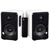 Coppia di Diffusori da Scaffale Bluetooth Attivi Bianchi con Design Moderno e Suono Potente