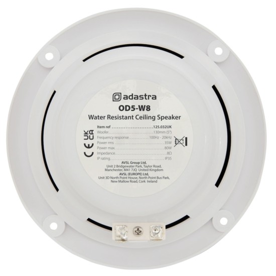 Coppia di Diffusori Resistenti all'Acqua OD5-W8, 80W, 8 Ohm, Bianchi