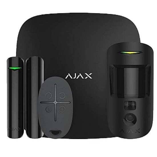 Ajax StarterKit Cam Plus Wireless Nero - Sistema di Allarme Avanzato