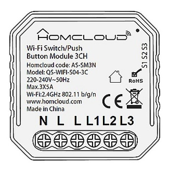 Modulo 3 Canali Pulsante/Interruttore Wi-Fi Smart da Incasso - Controlla Luci con App e Voce