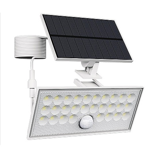 Faro Solare da Esterno 60W con Sensore Movimento - Bianco