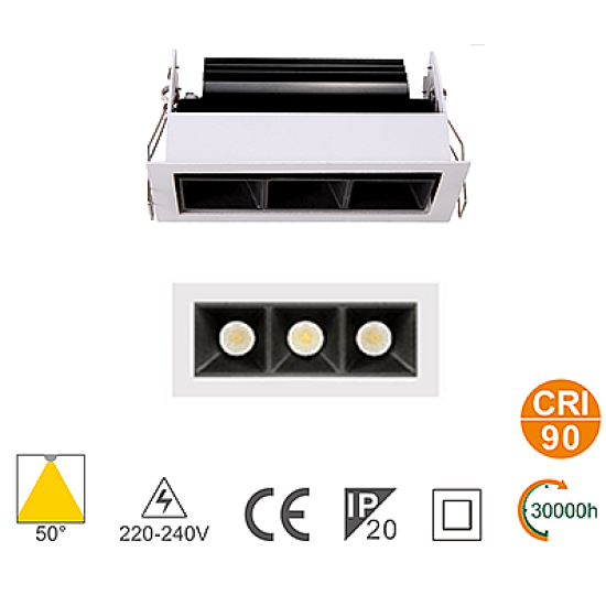 Incasso Multi Lampada LED NVC 9W 4000K | Alta Resa Cromatica e Design Compatto