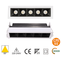Incasso Multi Lampada LED 15W CRI >90 4000K Angolo Regolabile
