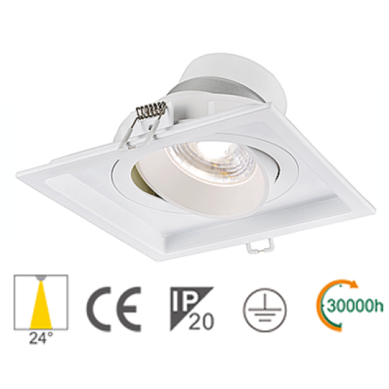 Faro ad Incasso Multiplo LED 9W Bianco 4000K 720lm con Angolo Regolabile