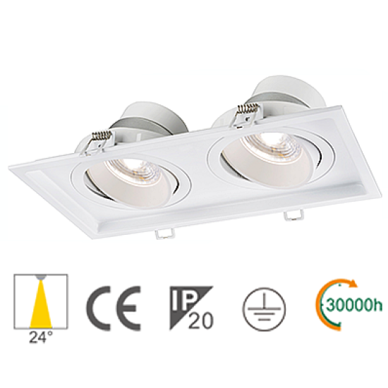 Fari ad Incasso Multipli LED 18W 3000K 1440lm - Angolo Regolabile e Design Bianco