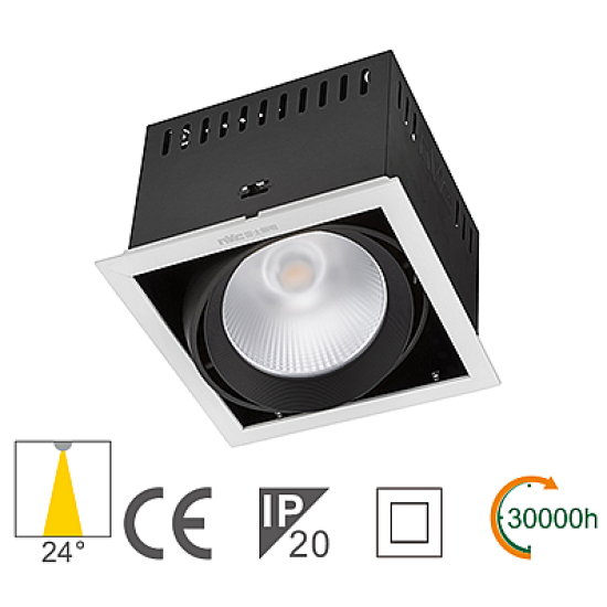 Faro LED ad Incasso 24W NVC - 4000K, CRI90, Nero, Multiangolo