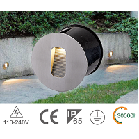 Segnapasso a Parete Tondo 4W 3000K IP65 per Esterni - Luce Calda