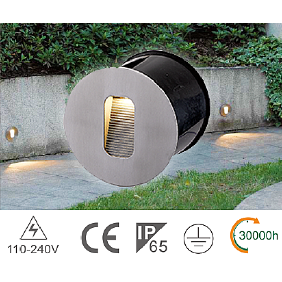 Segnapasso a Parete Tondo 4W 3000K IP65 per Esterni - Luce Calda