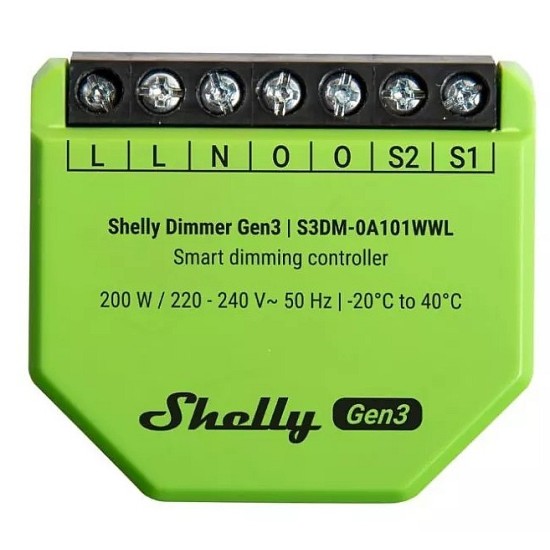 Shelly Dimmer Gen3 - Dimmer intelligente Wi-Fi/BT/Matter Verde