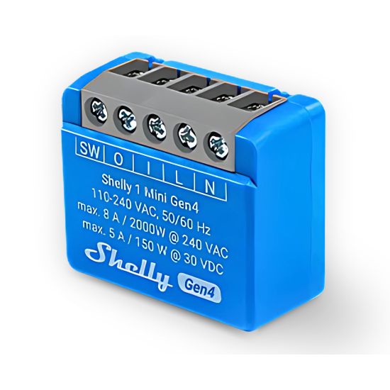 Shelly 1 Mini Gen4 Relè Intelligente - Controllo Luci e Elettrodomestici via WiFi, Zigbee, Bluetooth e Matter