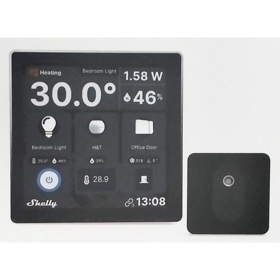 Shelly Wall Display Nero - Pannello Smart Touch con Sensore H&T Integrato