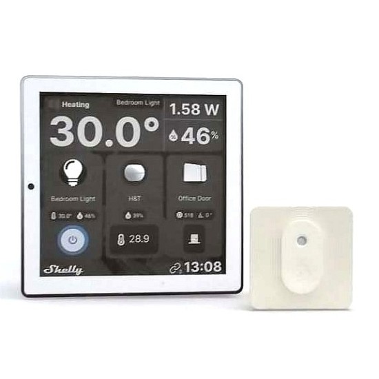 Shelly Wall Display: Pannello Touch Intelligente Bianco con Sensore H&T
