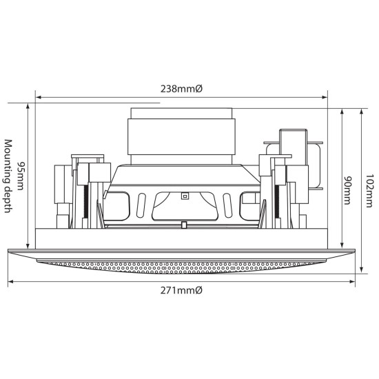 Diffusore da Soffitto CC8V 100V con Controllo, 8 Pollici, Suono Ottimale