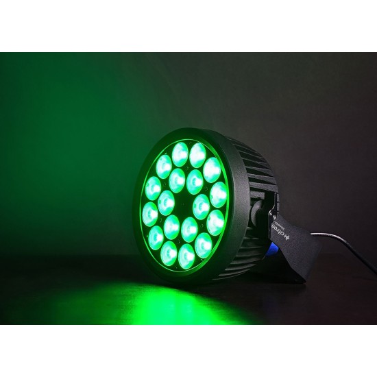 Faro LED 18 x 12W RGBWA+UV Silent PAR Can per Effetti Luce Silenziosi