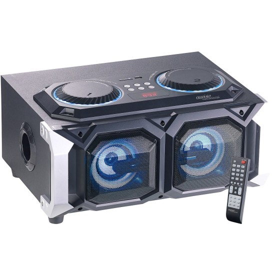 Impianto audio per karaoke con Bluetooth USB Slot SD MP3 Radio luce LED Ingressi Microfono Impianto audio per karaoke con Bluetooth USB Slot SD MP3 Radio luce LED Ingressi Microfono
