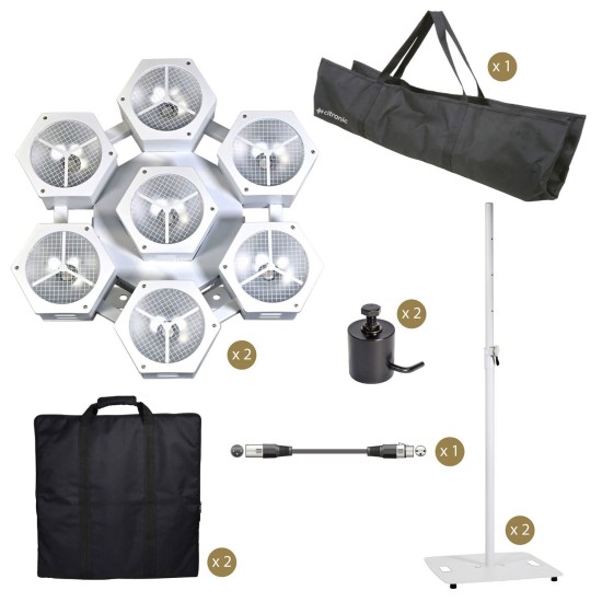 Kit Luci CosmoPAR-LE con 2 Fari LED, Stativi e Borse