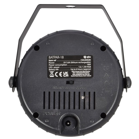 Mini Faretto LED PAR Ricaricabile Nero per Feste e Eventi