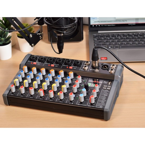 Mixer Compatto CMA-10 con Effetti DSP, Bluetooth e USB per Eventi Live