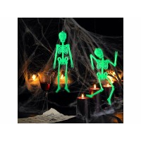 Set 4 Scheletri Decorativi Fosforescenti Decorazioni per Halloween