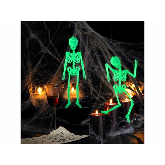 Set 4 Scheletri Decorativi Fosforescenti Decorazioni per Halloween