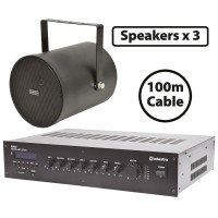 Pacchetto 3 Proiettori Sonori Black con Mixer-Amplificatore 60W