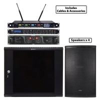 Pacchetto Audio PA per Grandi Sale 180m² con Amplificatore e Microfoni UHF