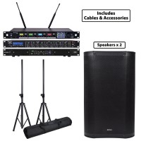 Pacchetto Audio Passivo Portatile Completo con Amplificatore D600 e Microfoni UHF