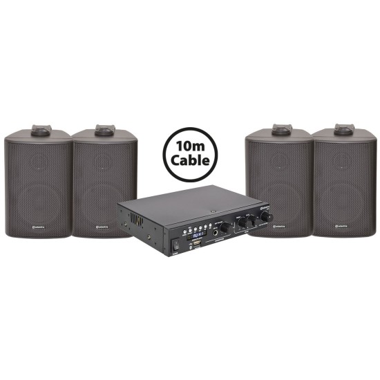 Pacchetto Audio Professionale: 4 Diffusori da Muro BC3 con Amplificatore A22