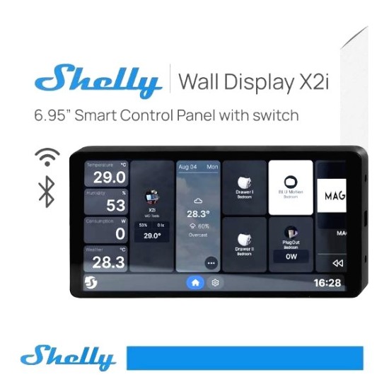 Pannello Smart Shelly Wall Display X2i Nero 6.9