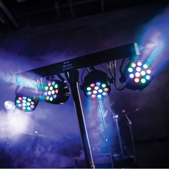 PB-1214 Sistema LED PAR Bar per DJ e Performer - Illuminazione Portatile con 4 PAR Cans