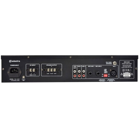 RMC240D Mixer-Amplificatore 240W con CD, Bluetooth, USB/SD, DAB/FM - Ideale per Installazioni Audio Professionali