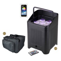Set di 4 Proiettori LED ViPAR 6x18W RGBWA/UV con Batteria Ricaricabile e Borsa
