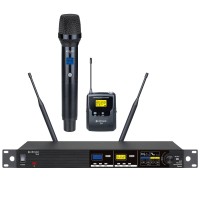 Set Microfoni Wireless TU2 Dual Combo con 1 Microfono a Mano e 1 Bodypack