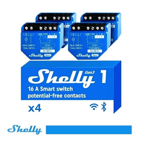 Shelly 1 Gen3 Relè Smart Home - Controllo WiFi/Bluetooth AC/DC