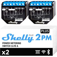 Shelly Plus 2PM - Relè Smart per Tapparelle, Consumi e Luci, WiFi/BT, Nero
