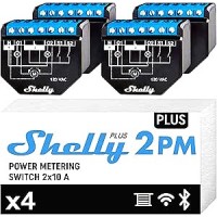 Shelly Plus 2PM Smart Relay per Tapparelle e Controllo Domotico - Relè Wi-Fi e Bluetooth Nero 4 pezzi