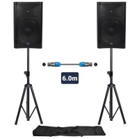 Sistema Audio PA QUEST-15 con 2 Diffusori, Stativi e Cavi Inclusi