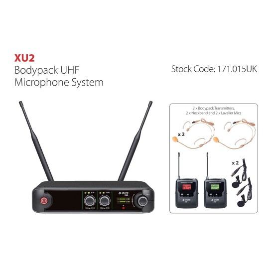 Sistema Microfonico UHF Doppio Bodypack XU2: Audio Professionale Senza Fili