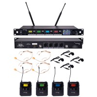 Sistema Microfonico Wireless TU4 Quad PLL con 4 Bodypack