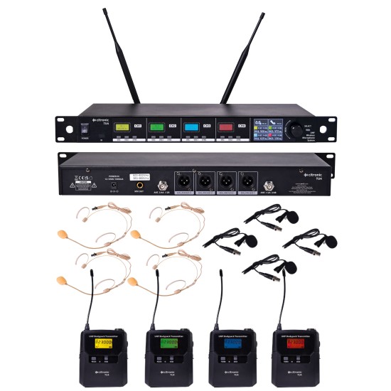Sistema Microfonico Wireless TU4 Quad PLL con 4 Bodypack