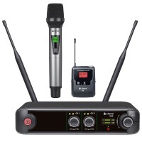 Sistema Microfonico Wireless XU2 Dual Combo: 1 Microfono Palmare + 1 Bodypack