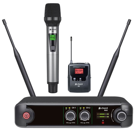 Sistema Microfonico Wireless XU2 Dual Combo: 1 Microfono Palmare + 1 Bodypack