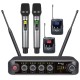 Sistema Microfonico Wireless XU4 Quad Combo UHF: 2 Microfoni Palmari + 2 Bodypack