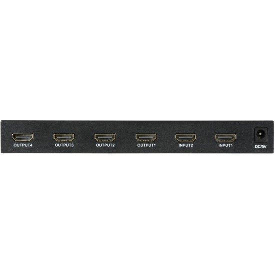 Switch/Splitter HDMI 2x4 per Display Multipli con Supporto 4K e Audio Avanzato