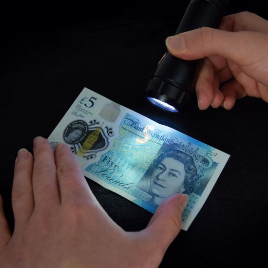 Torcia UV 9 LED per Rilevamento Banconote False e Agenti Fluorescenti