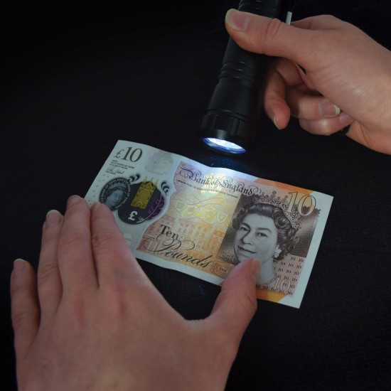 Torcia UV 9 LED per Rilevamento Banconote False e Agenti Fluorescenti